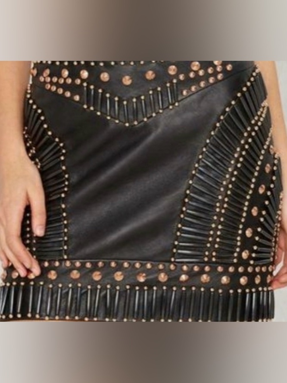Nasty Gal Beaded Leather Mini Skirt M